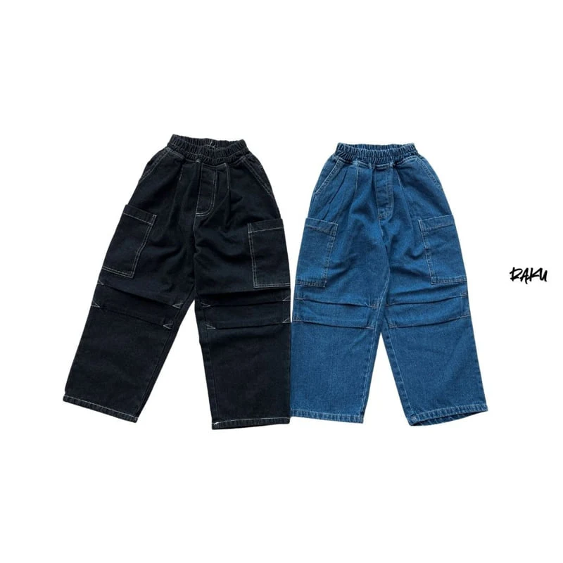 Raku - Korean Children Fashion - #kidsshorts - Stitch Denim Pants - 3
