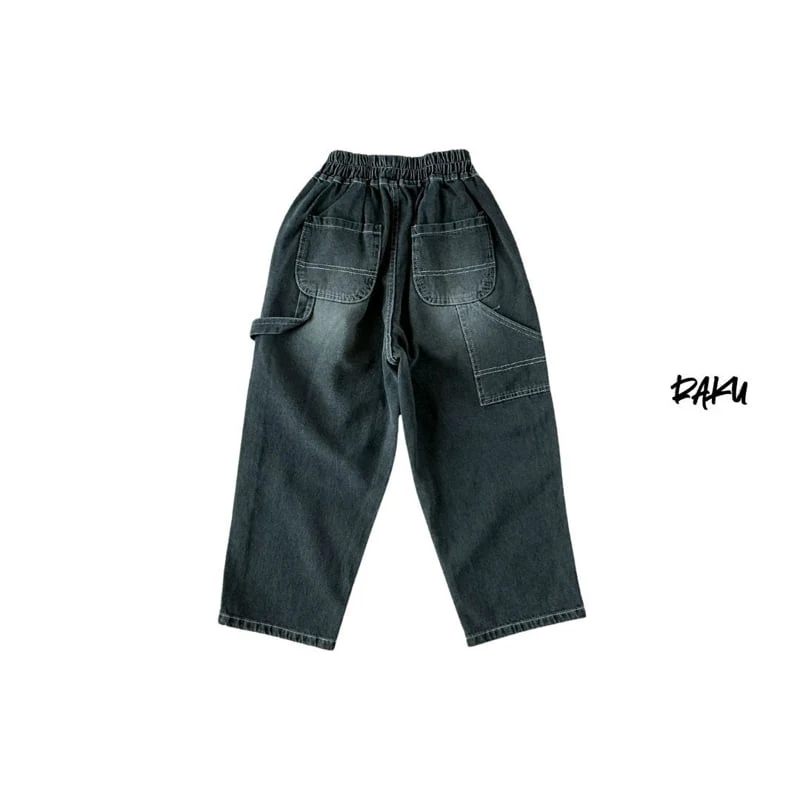 Raku - Korean Children Fashion - #kidzfashiontrend - Carpenter Denim Pants - 6