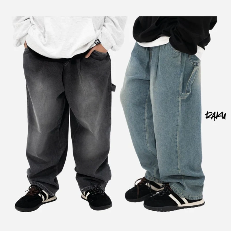 Raku - Korean Children Fashion - #minifashionista - Carpenter Denim Pants - 10