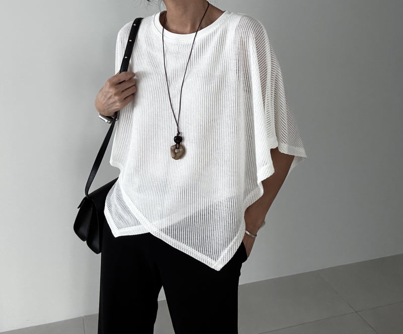 Ripple - Korean Women Fashion - #pursuepretty - Cross Asymmetric Tee - 3