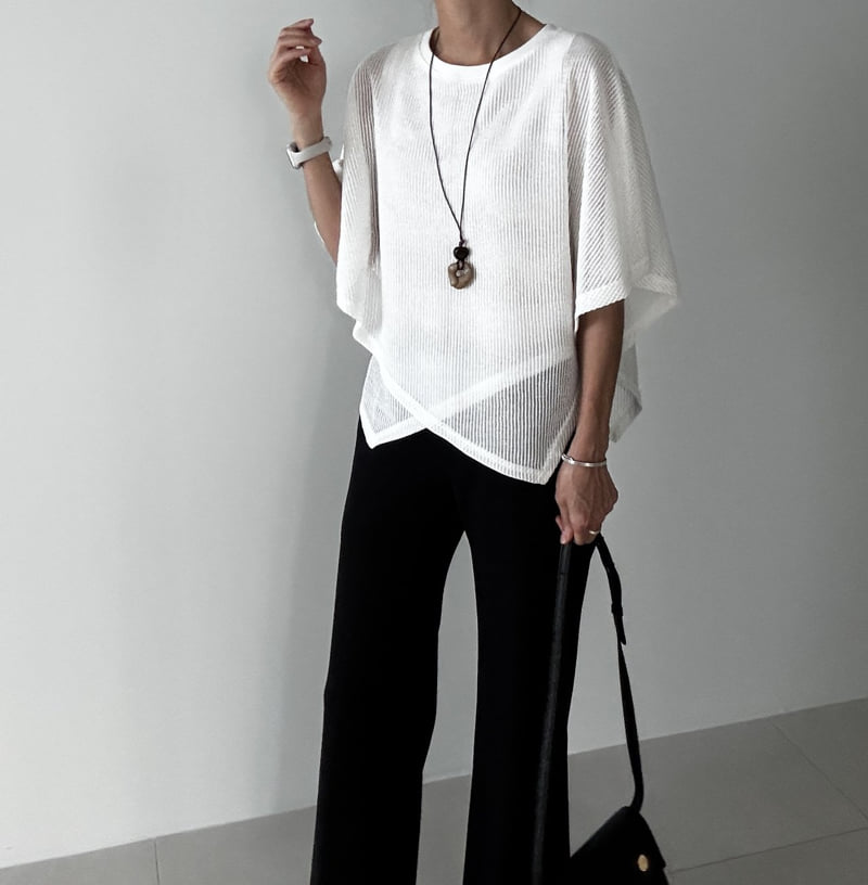 Ripple - Korean Women Fashion - #shopsmall - Cross Asymmetric Tee - 6