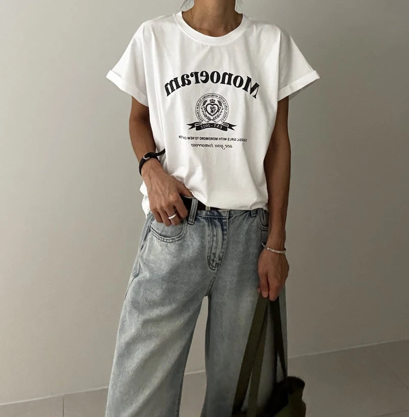 Ripple - Korean Women Fashion - #vintageinspired - Mono Roll-Up Tee - 6