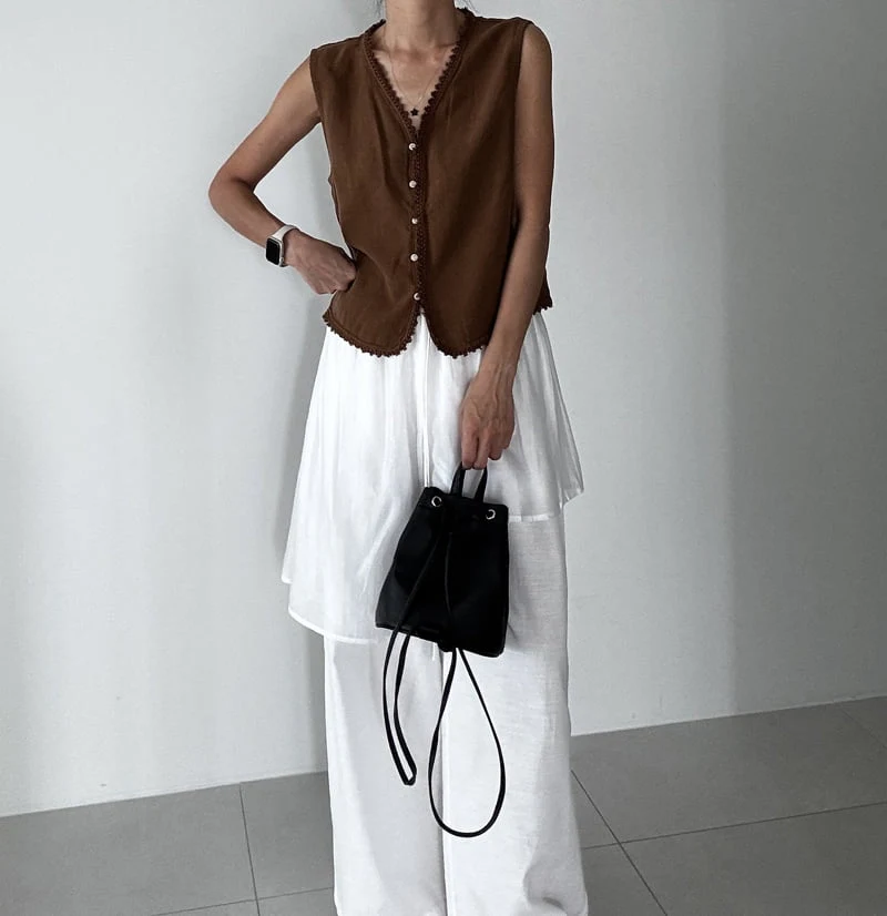 Ripple - Korean Women Fashion - #vintagekidsstyle - Like Linen Vest - 3