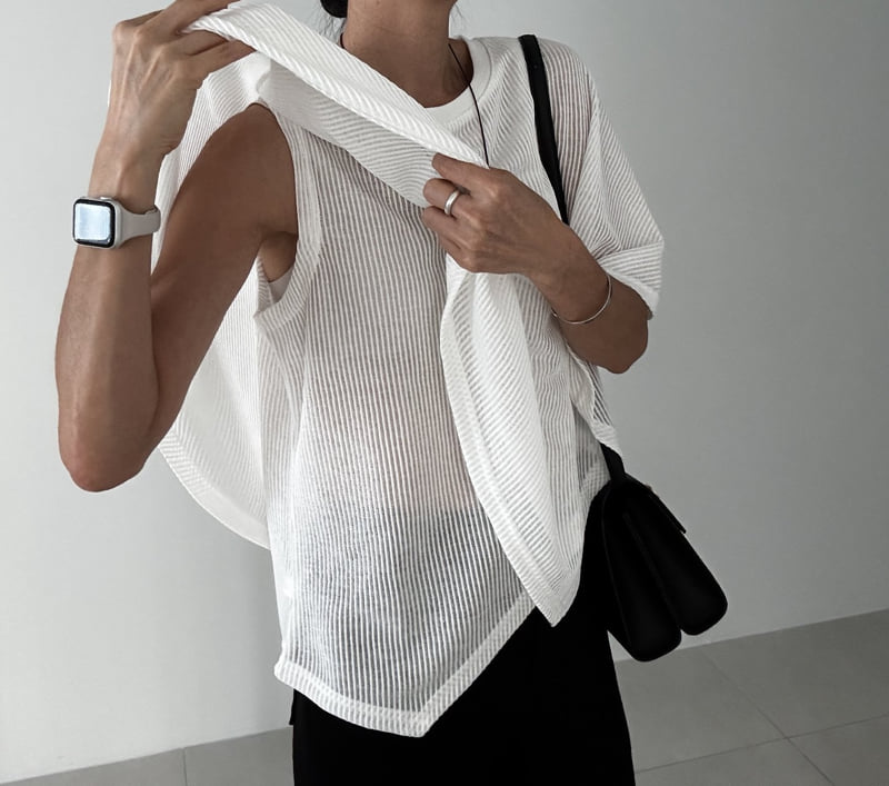 Ripple - Korean Women Fashion - #vintagekidsstyle - Cross Asymmetric Tee - 2