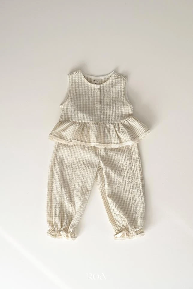 Roa - Korean Children Fashion - #childrensboutique - Oat Check Set - 2