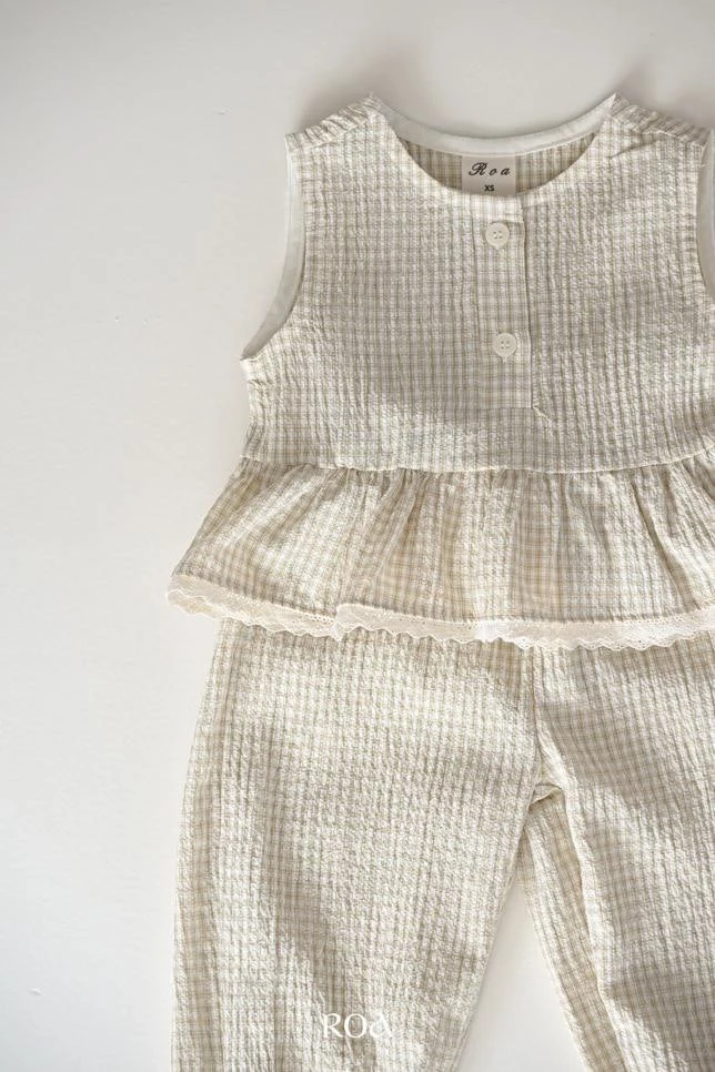 Roa - Korean Children Fashion - #designkidswear - Oat Check Set - 3
