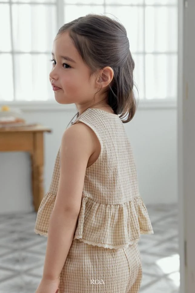 Roa - Korean Children Fashion - #fashionkids - Oat Check Set - 5