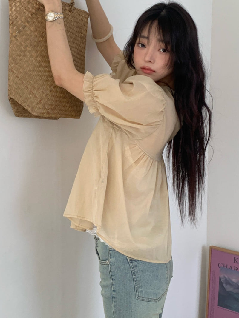 Tarabymotion - Korean Women Fashion - #momslook - V-Neck Flare Blouse - 10