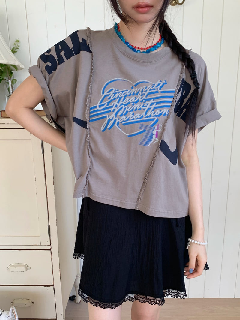 Tarabymotion - Korean Women Fashion - #momslook - Cut Vintage Tee - 11