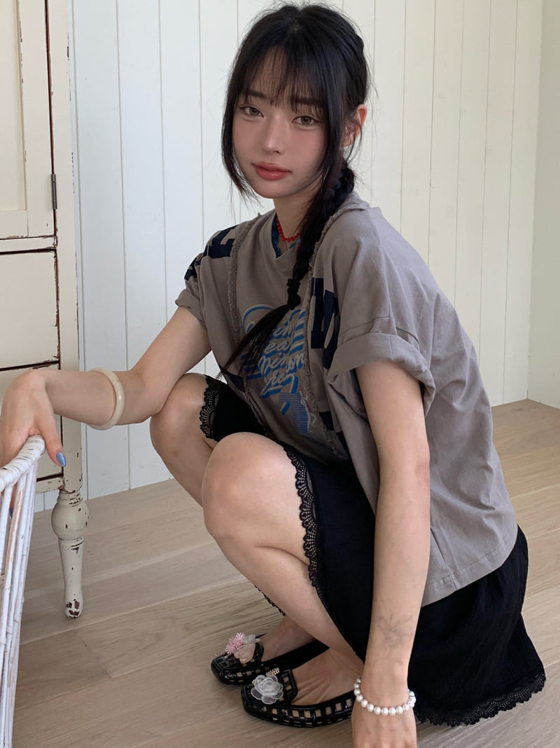 Tarabymotion - Korean Women Fashion - #momslook - Cut Vintage Tee - 9