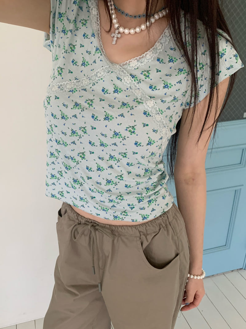 Tarabymotion - Korean Women Fashion - #womensfashion - Rosy Lace Tee - 4