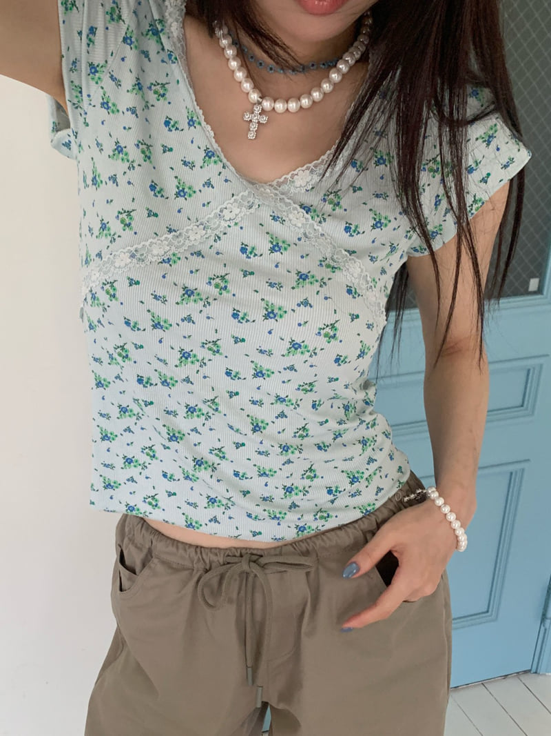 Tarabymotion - Korean Women Fashion - #momslook - Rosy Lace Tee - 8