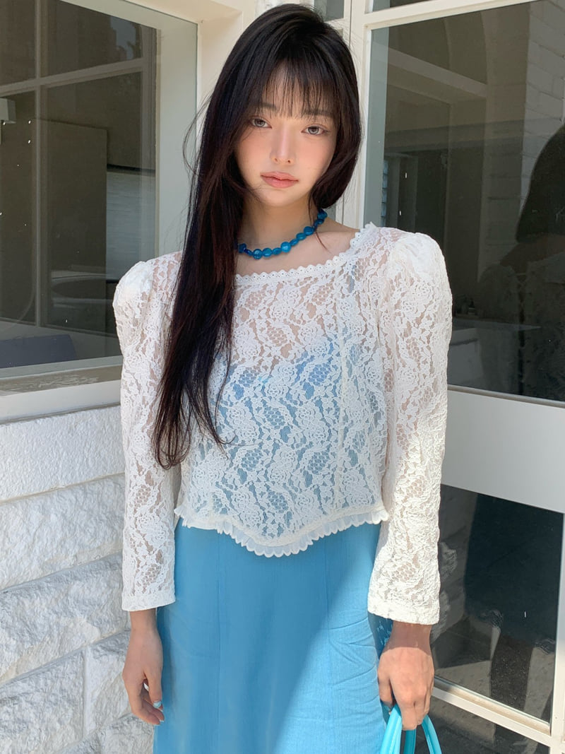 Tarabymotion - Korean Women Fashion - #romanticstyle - Eyelet Open Blouse - 7