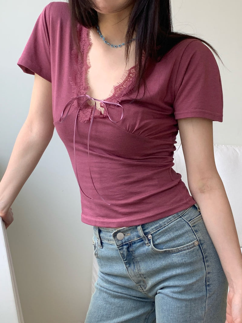Tarabymotion - Korean Women Fashion - #romanticstyle - Mellow Lace Tee - 9