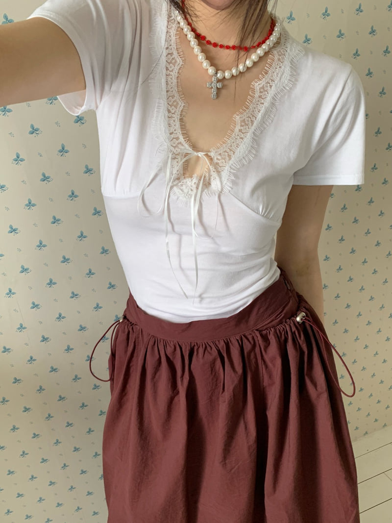 Tarabymotion - Korean Women Fashion - #shopsmall - Mellow Lace Tee - 10