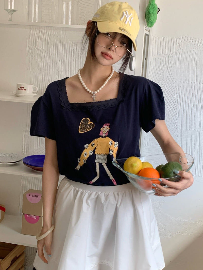 Tarabymotion - Korean Women Fashion - #vintageinspired - Square Balloon Tee - 8