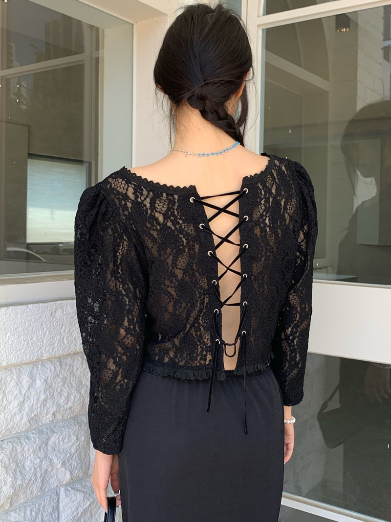 Tarabymotion - Korean Women Fashion - #vintageinspired - Eyelet Open Blouse - 3