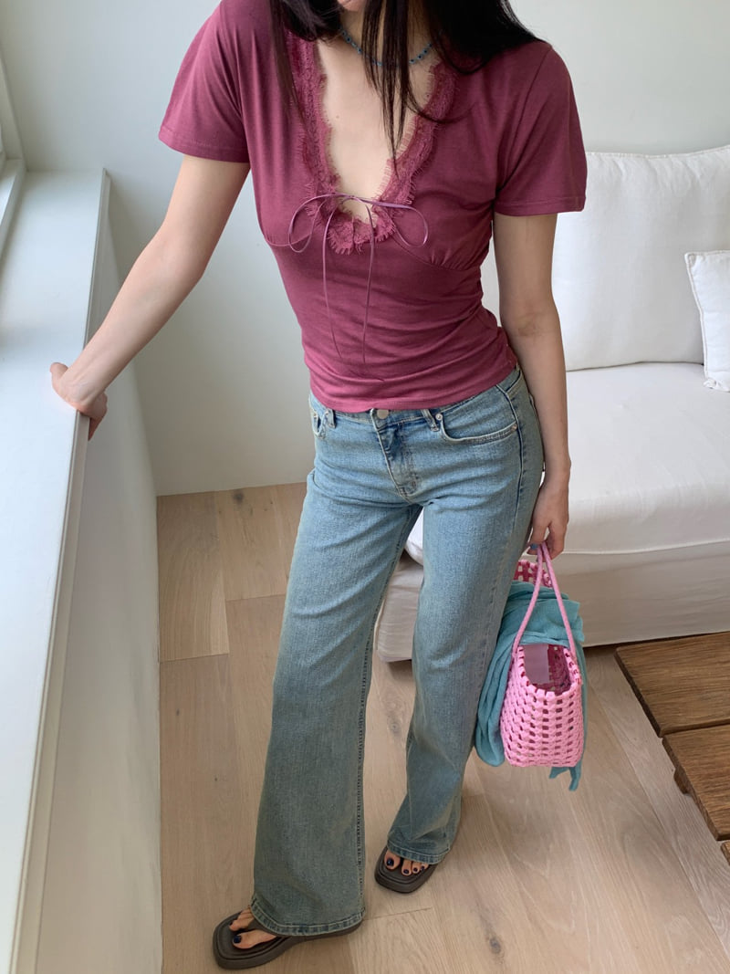 Tarabymotion - Korean Women Fashion - #vintageinspired - Mellow Lace Tee - 5