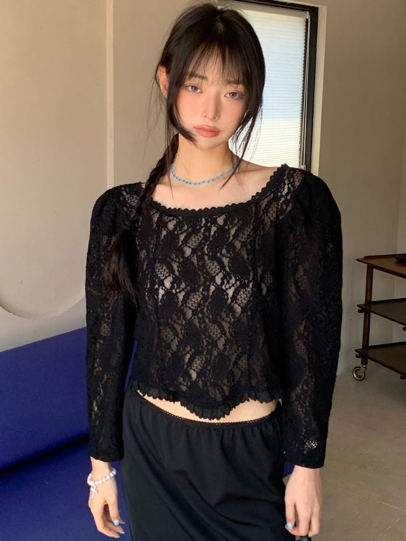 Tarabymotion - Korean Women Fashion - #vintageinspired - Eyelet Open Blouse - 4