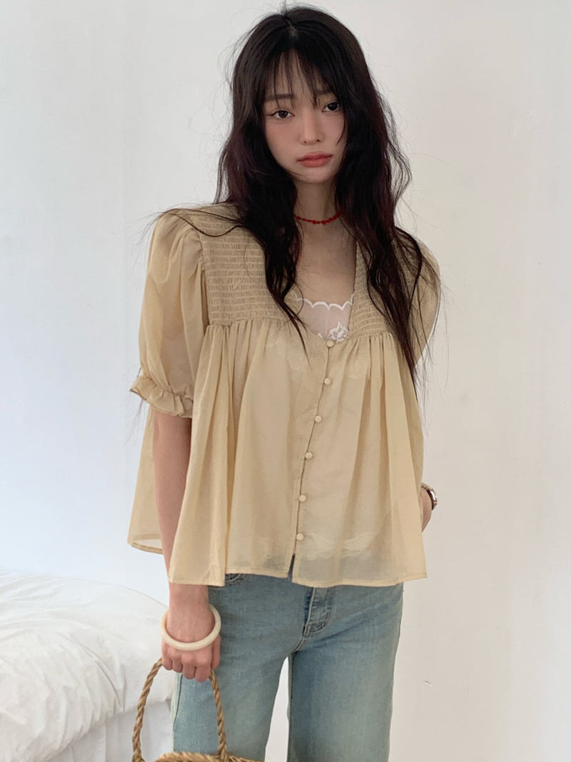 Tarabymotion - Korean Women Fashion - #womensfashion - V-Neck Flare Blouse - 9