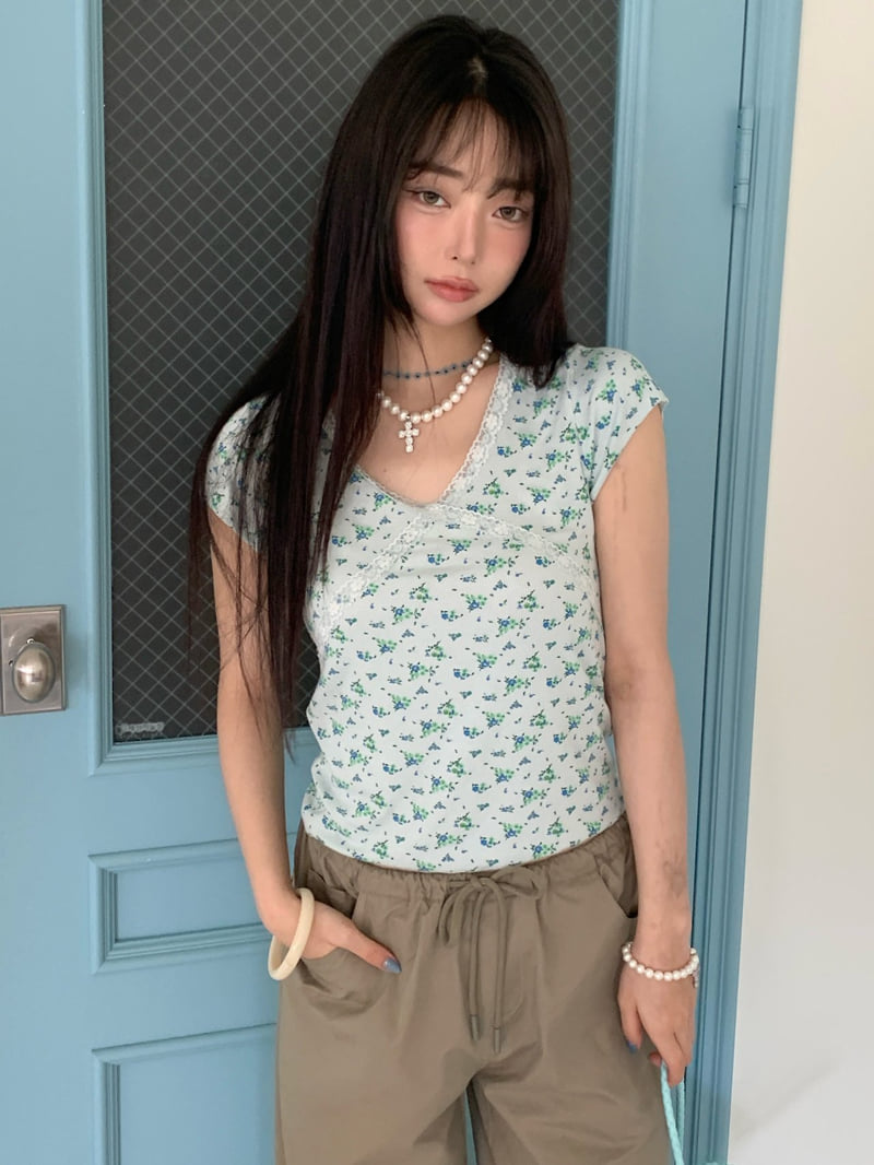 Tarabymotion - Korean Women Fashion - #womensfashion - Rosy Lace Tee - 7