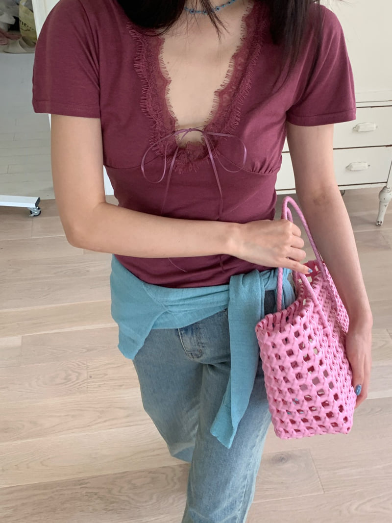 Tarabymotion - Korean Women Fashion - #momslook - Mellow Lace Tee - 4
