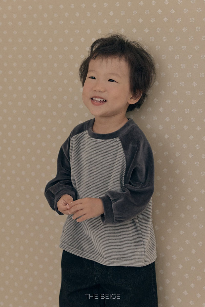 The Beige - Korean Baby Fashion - #babyfever - Velvet Stripe Tee - 6