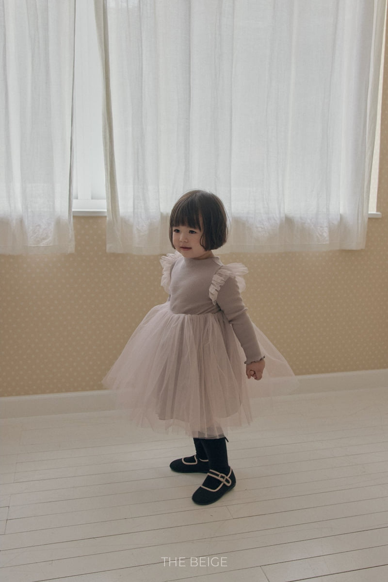 The Beige - Korean Baby Fashion - #babygirlfashion - Rib Tulle One-piece