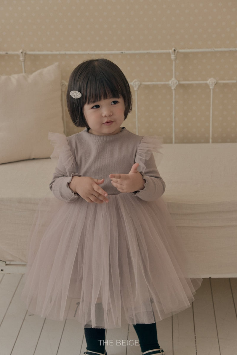 The Beige - Korean Baby Fashion - #babyoutfit - Rib Tulle One-piece - 5