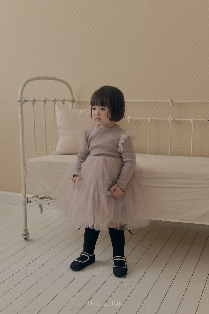 The Beige - Korean Baby Fashion - #babyoutfit - Rib Tulle One-piece - 6