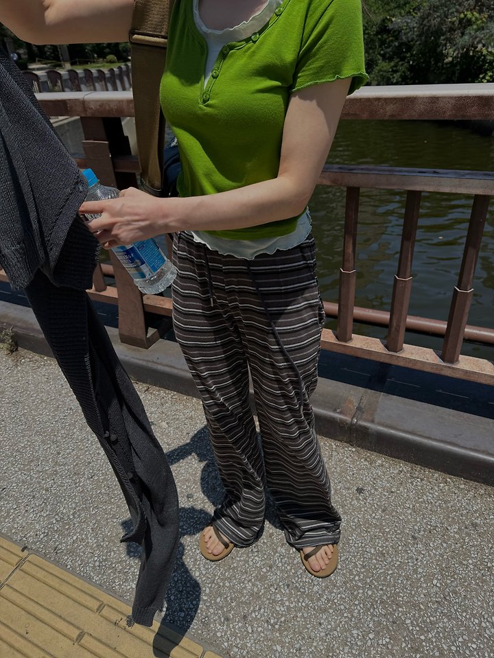 Uoov - Korean Women Fashion - #momslook - Button Layered Tee - 3