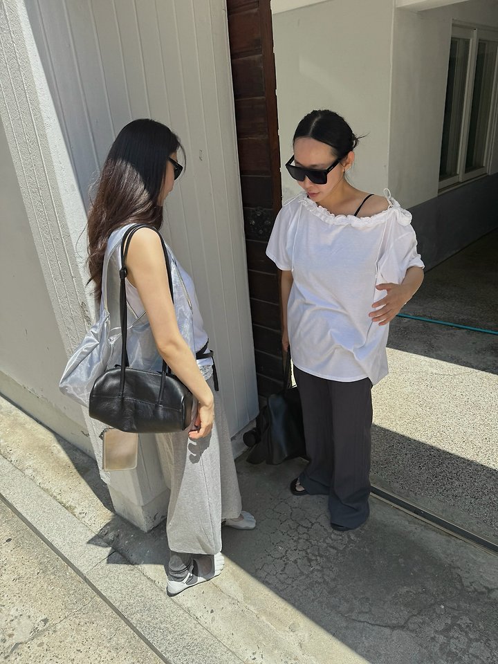 Uoov - Korean Women Fashion - #vintageinspired - Off-Shoulder Frill Tee - 11