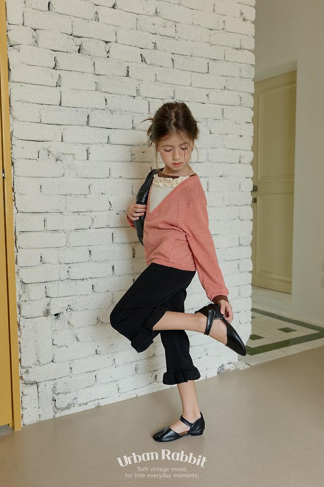 Urban Rabbit - Korean Children Fashion - #Kfashion4kids - Deep V Frill Knit Top - 8