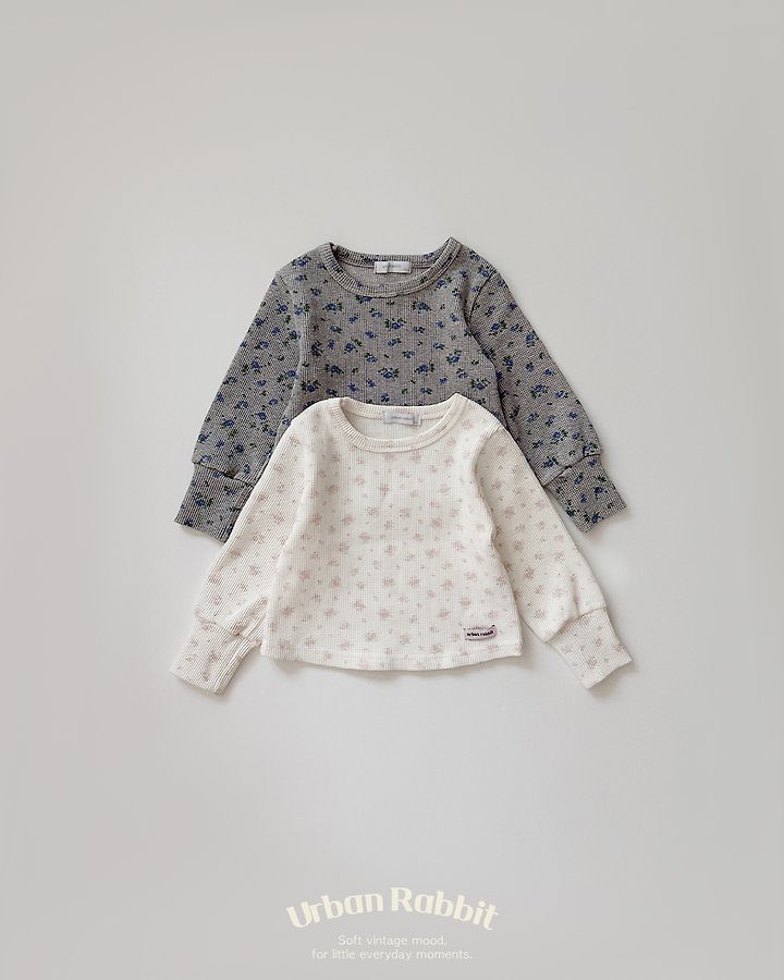 Urban Rabbit - Korean Children Fashion - #kidsshorts - Flower Waffle Tee