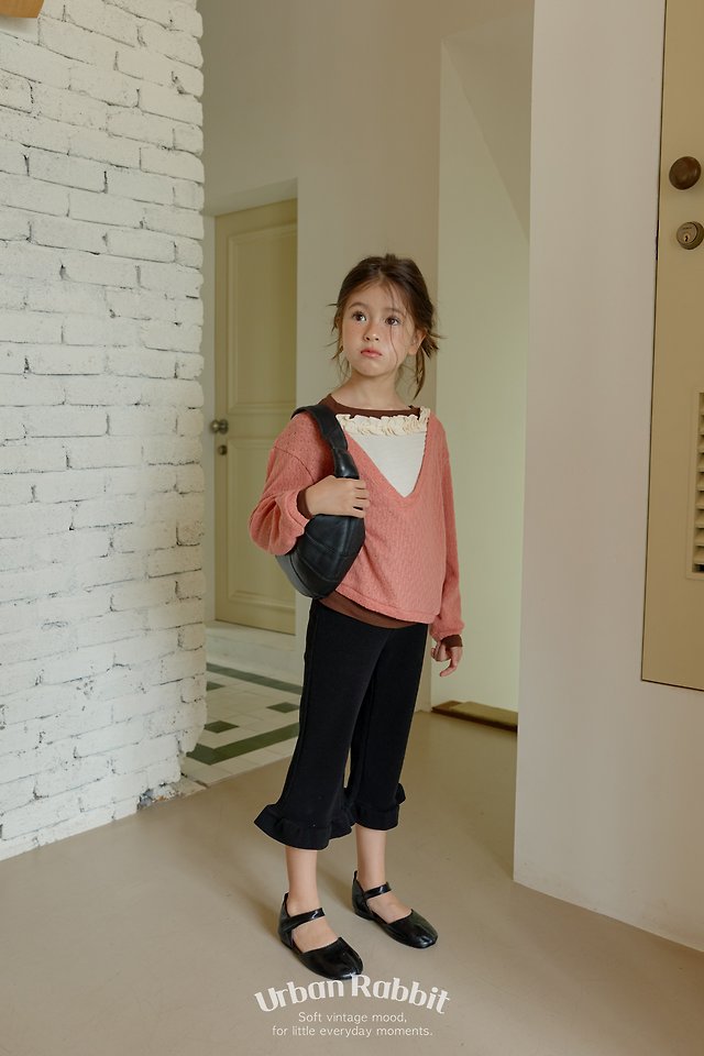 Urban Rabbit - Korean Children Fashion - #littlefashionista - Deep V Frill Knit Top - 9