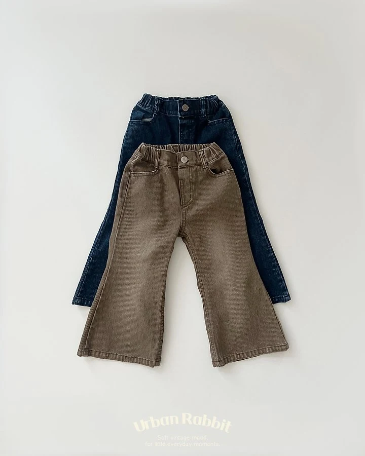 Urban Rabbit - Korean Children Fashion - #minifashionista - Denim Corduroy Bootcut Pants