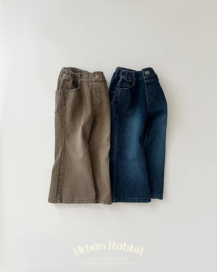 Urban Rabbit - Korean Children Fashion - #todddlerfashion - Denim Corduroy Bootcut Pants - 4