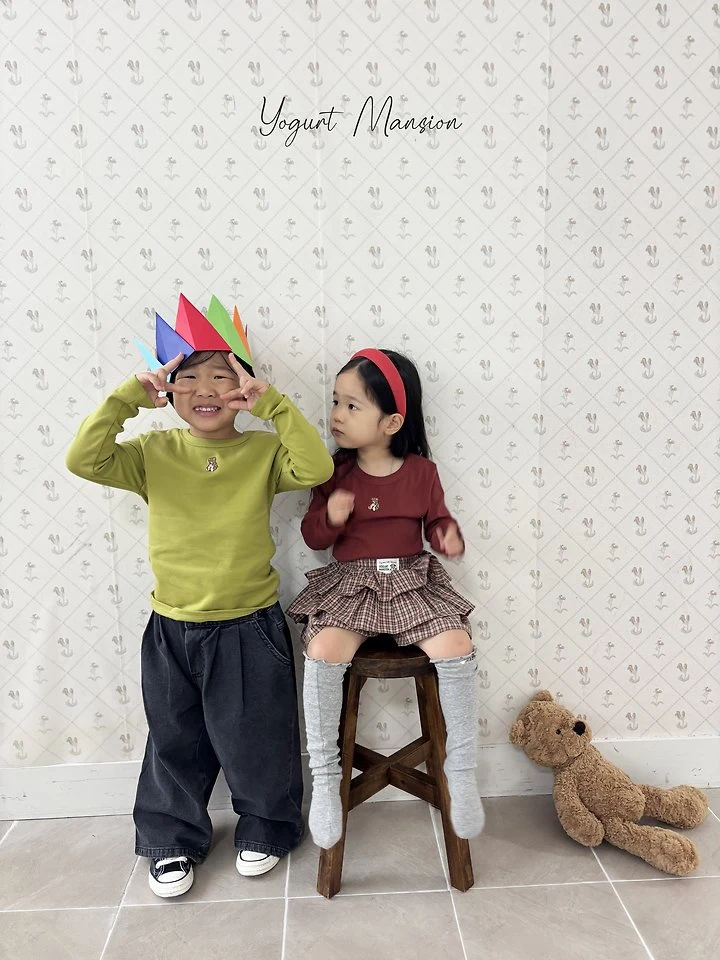 Yogurt Mansion - Korean Children Fashion - #kidsshorts - Check Check Skirt Pants - 11
