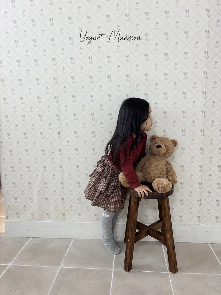 Yogurt Mansion - Korean Children Fashion - #kidsstore - Check Check Skirt Pants - 12