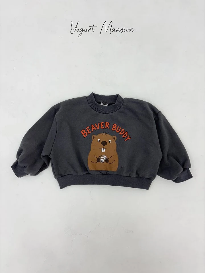 Yogurt Mansion - Korean Children Fashion - #stylishchildhood - Beaver Sweatshirt - 2