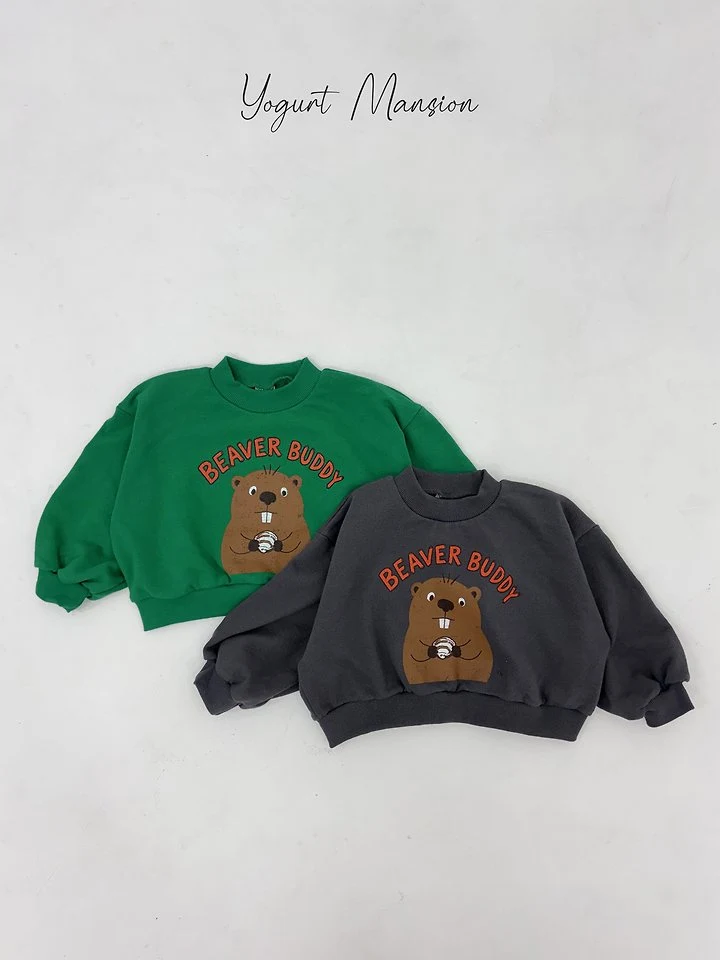 Yogurt Mansion - Korean Children Fashion - #toddlerclothing - Beaver Sweatshirt