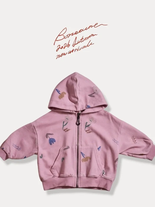 Chello Flower Pigment Hood Zip-up