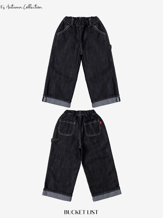 Non Faded Roll-up Denim Pants