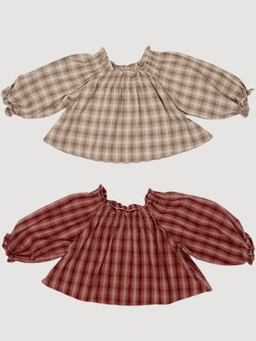 Dudie Check Smocked Blouse