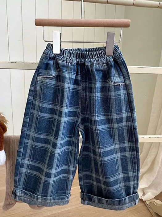 Check Denim Pants