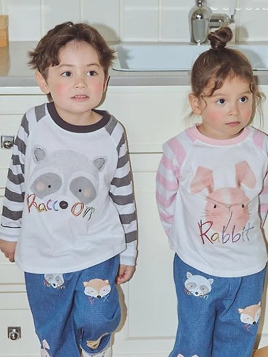 Animal Tee Rabbit Raccoon Animal Tee Rabbit Raccoon