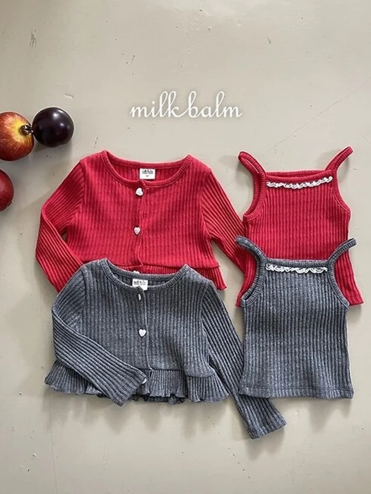 Heart Ribbed Cardigan Set Heart Ribbed Cardigan Set