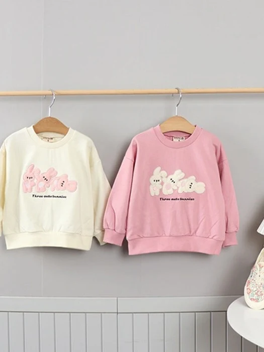 3 Applique Embroidery Rabbit Sweatshirt 3 Applique Embroidery Rabbit Sweatshirt