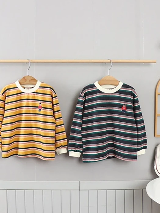 Stripe Bear Embroidery Tee