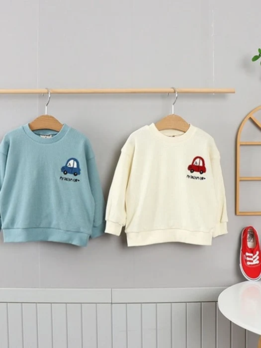Waffle Embroidery Car Sweatshirt